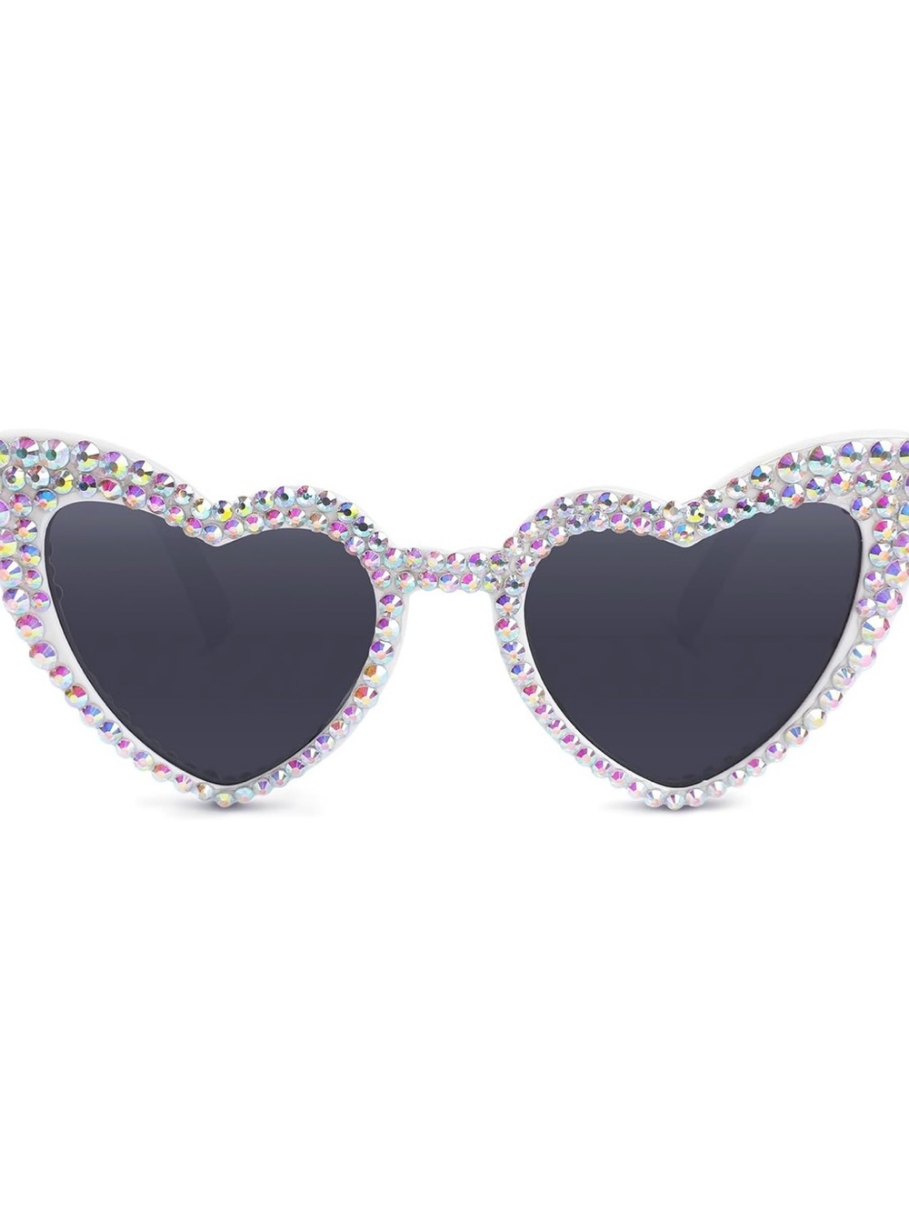 BRAND NEW: Crystal Heart Sunglasses - Iridescent Frame Black Lenses